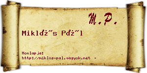 Miklós Pál névjegykártya